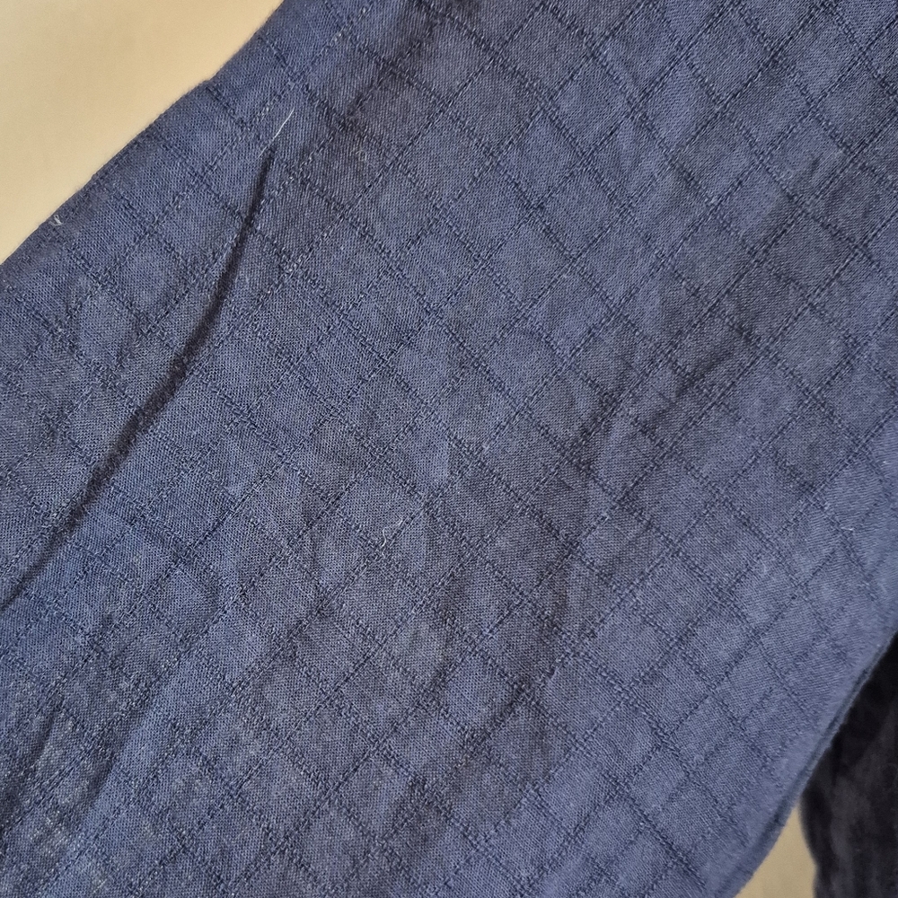 Frank And Eileen JOEDY Navy Textured Windowpane Italian Cotton Small - Picture 7 of 12